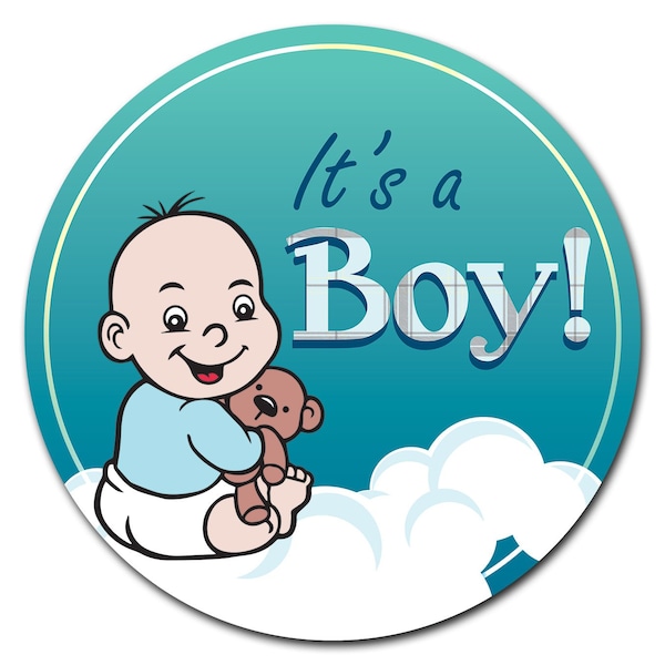 Corrugated Plastic Sign With Stakes 24in Circular-Its A Boy